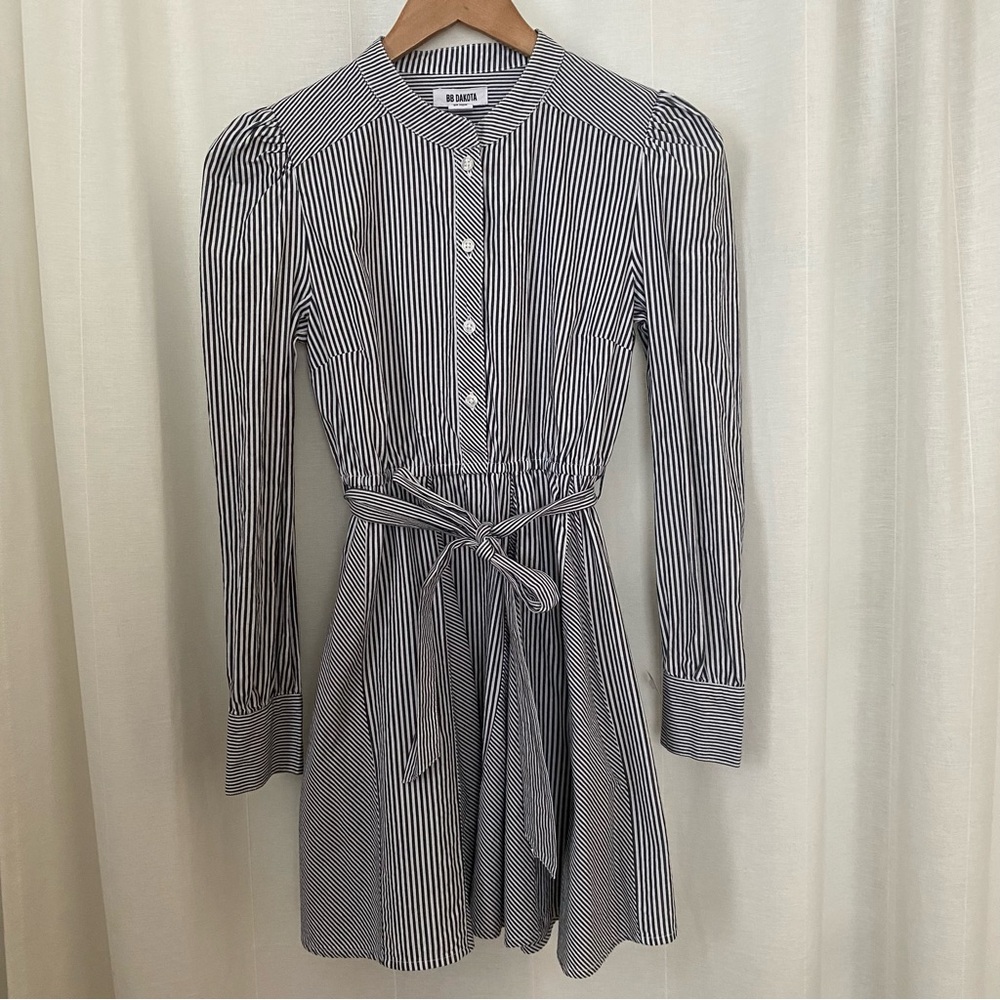 BB Dakota Black and White Striped Long sleeve Dress Sz Xs